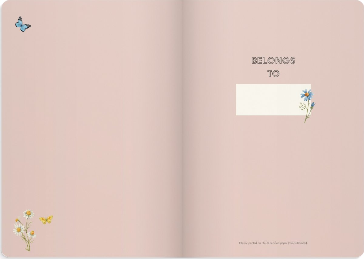 Burde Deluxe Notesbog, B5, linjeret, pink meadow