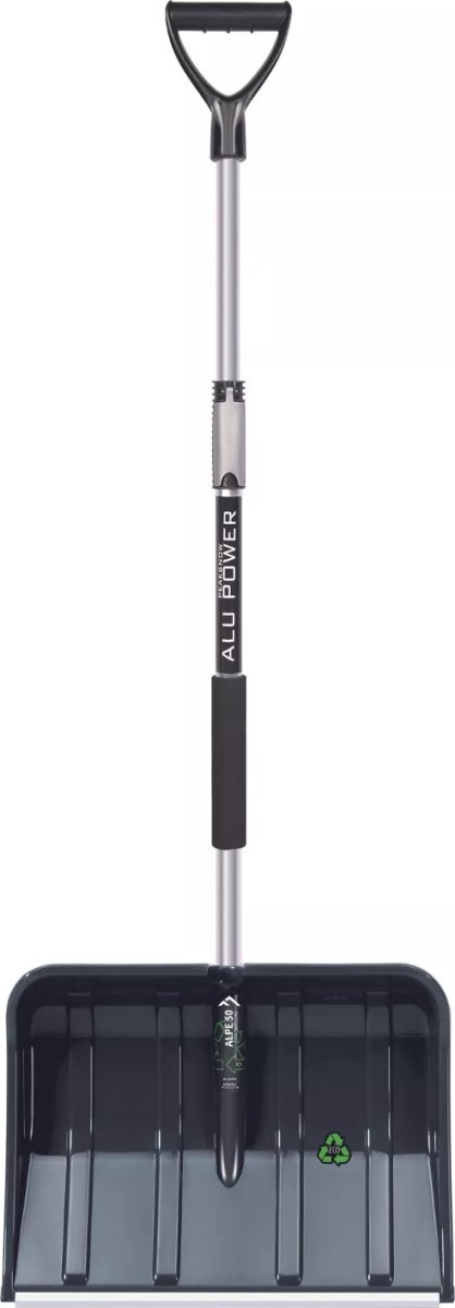 Sneskovl m/teleskop, H122-160 cm, alu, sort