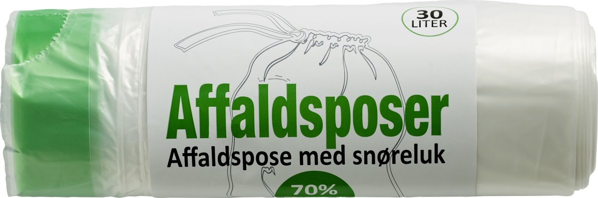 Affaldsposer m/snøreluk | 30 L | 65x50 cm | klar