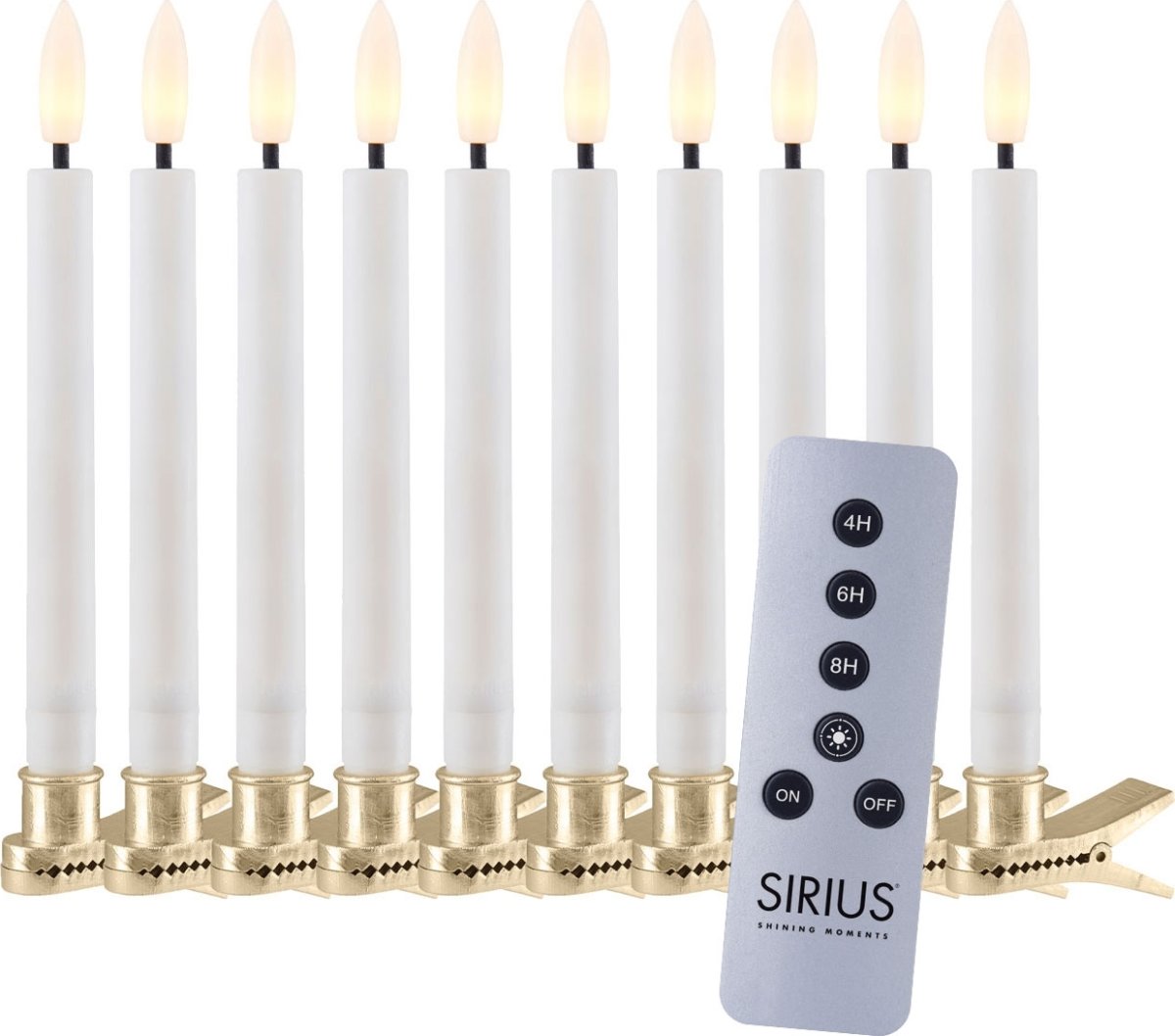 Sirius Sille Juletræslys, Hvid, 10 stk.