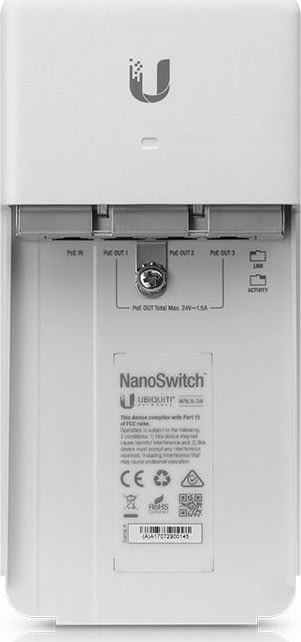 Ubiquiti NanoSwitch, 4-port, hvid