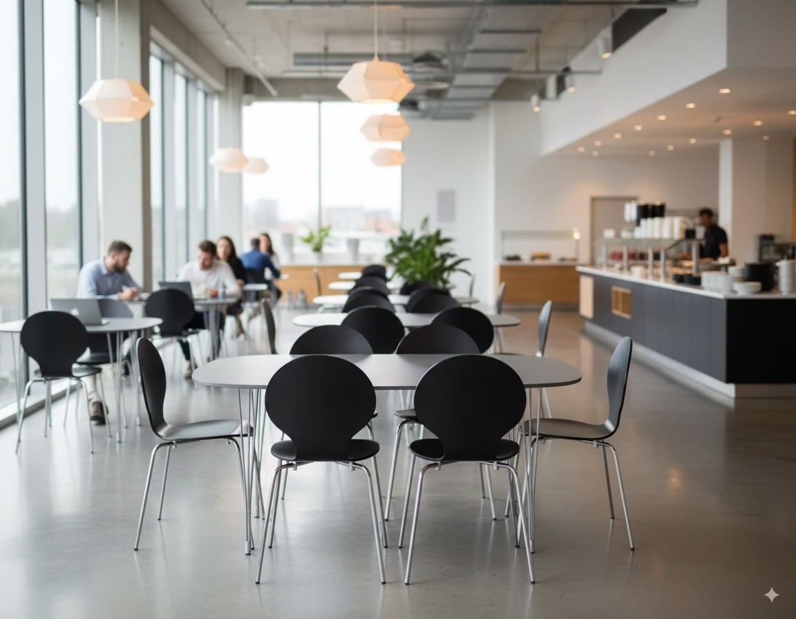 Comfort kantinebord sort, m. udtræk