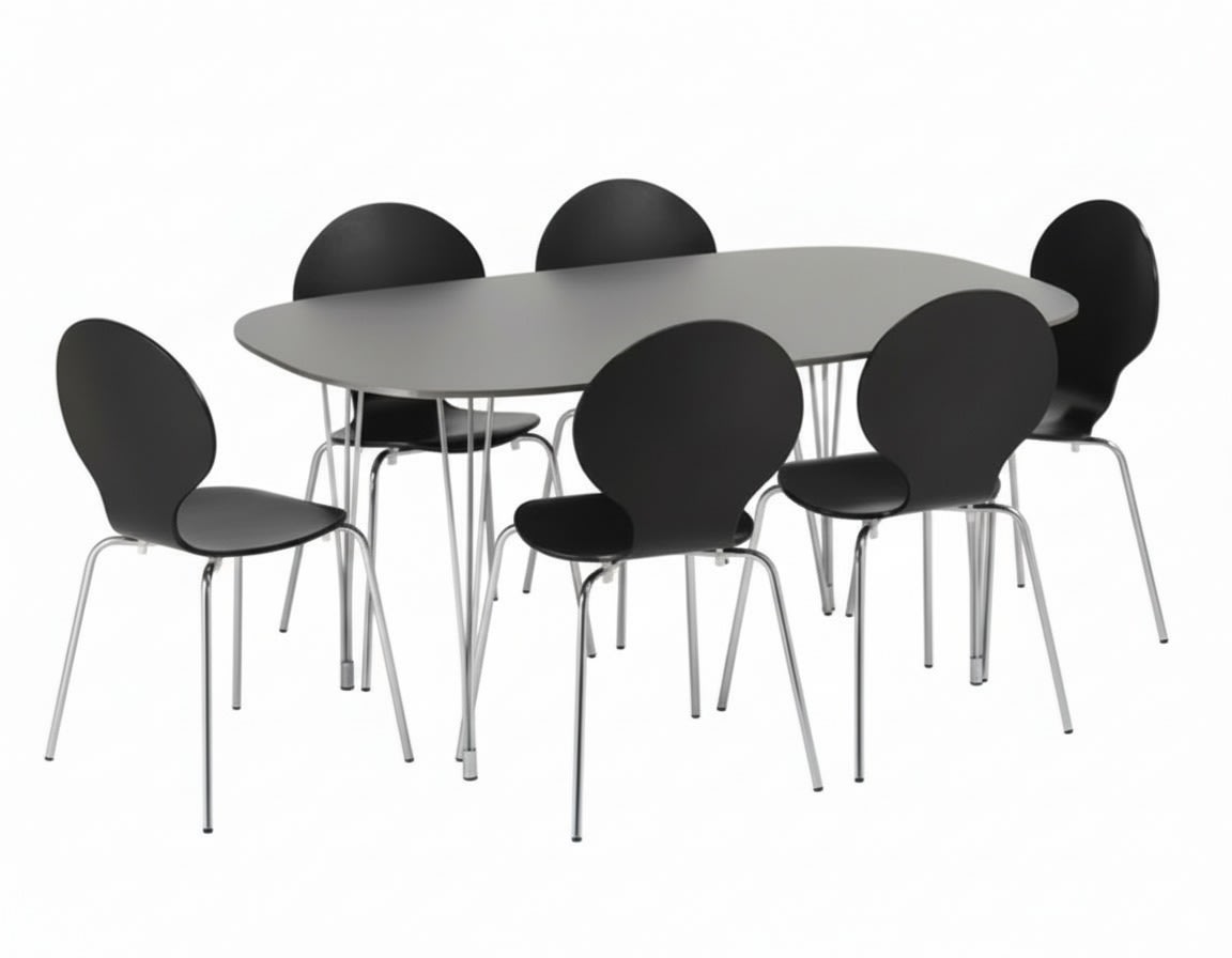 Comfort kantinebord sort, m. udtræk