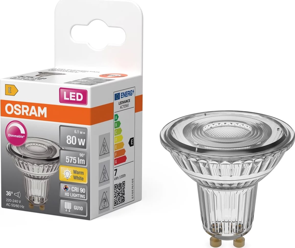 Osram LED Spotpære GU10, 6.1 W, dæmpbar