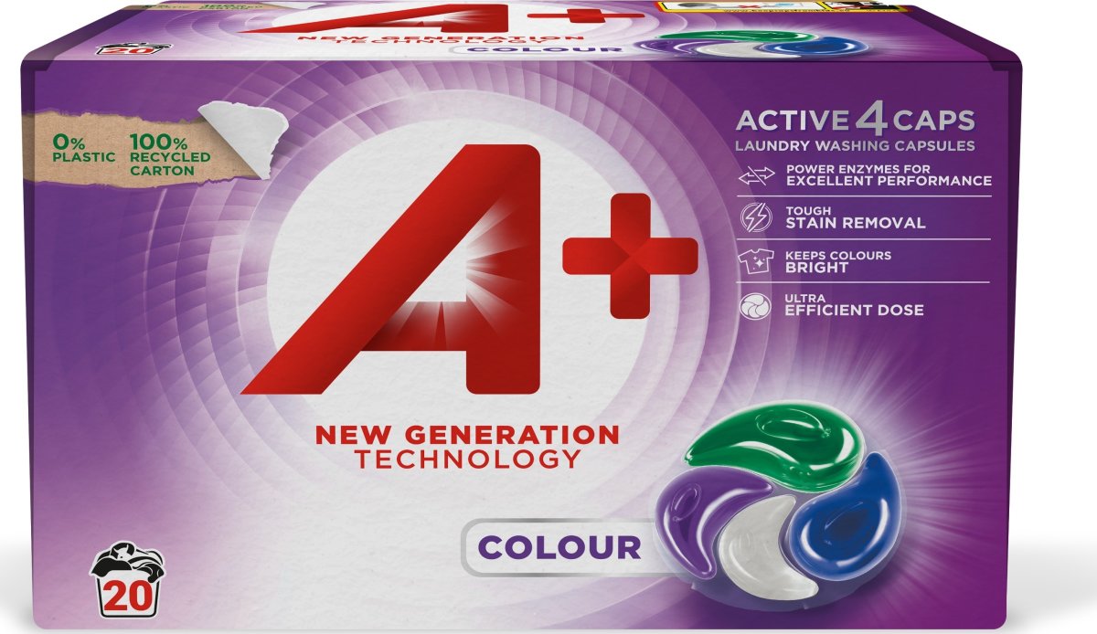 A+ Active 4 Vaskekapsler | Colour | 20 stk.