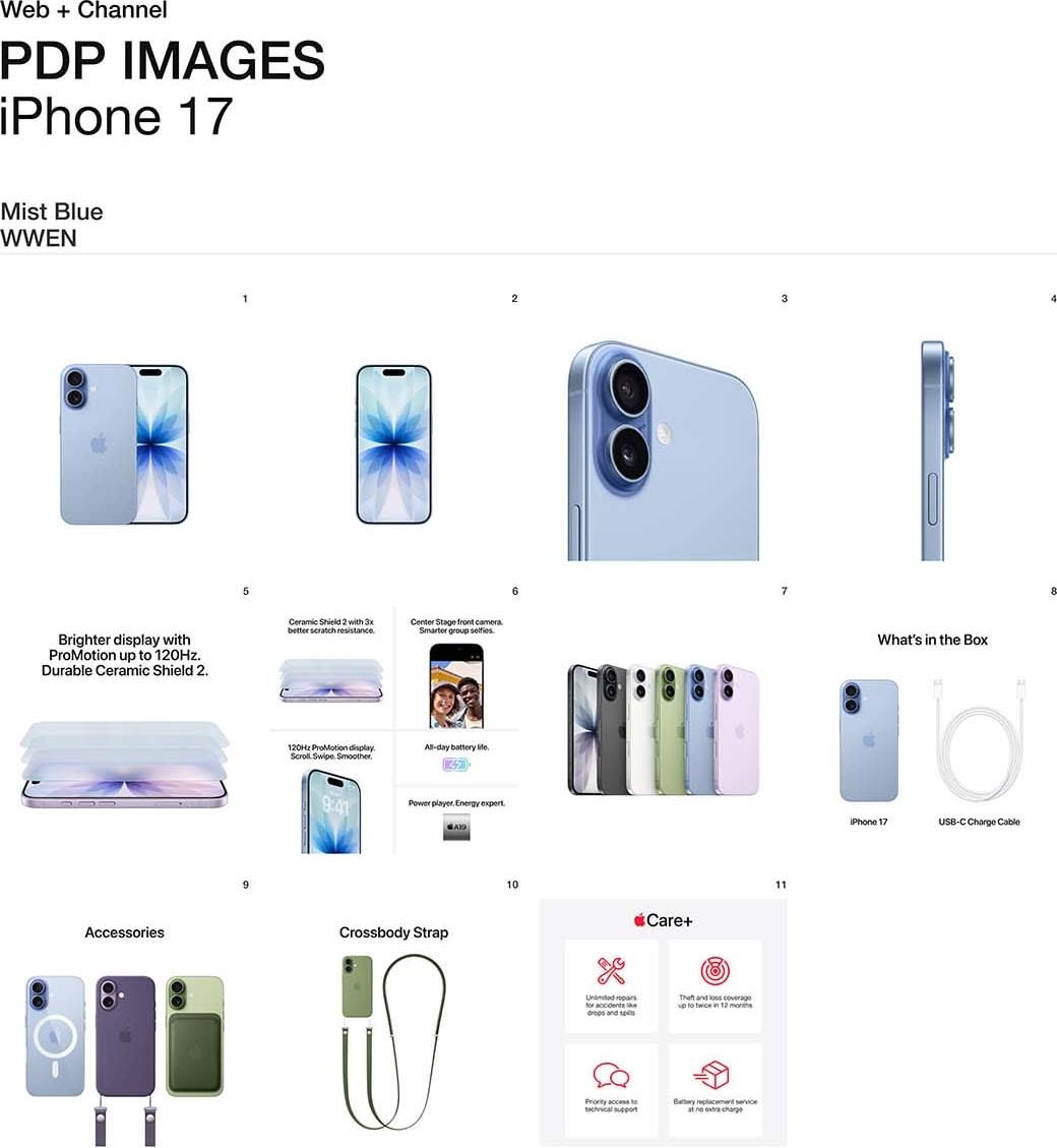 Apple iPhone 17, 256GB, støvet lyseblå