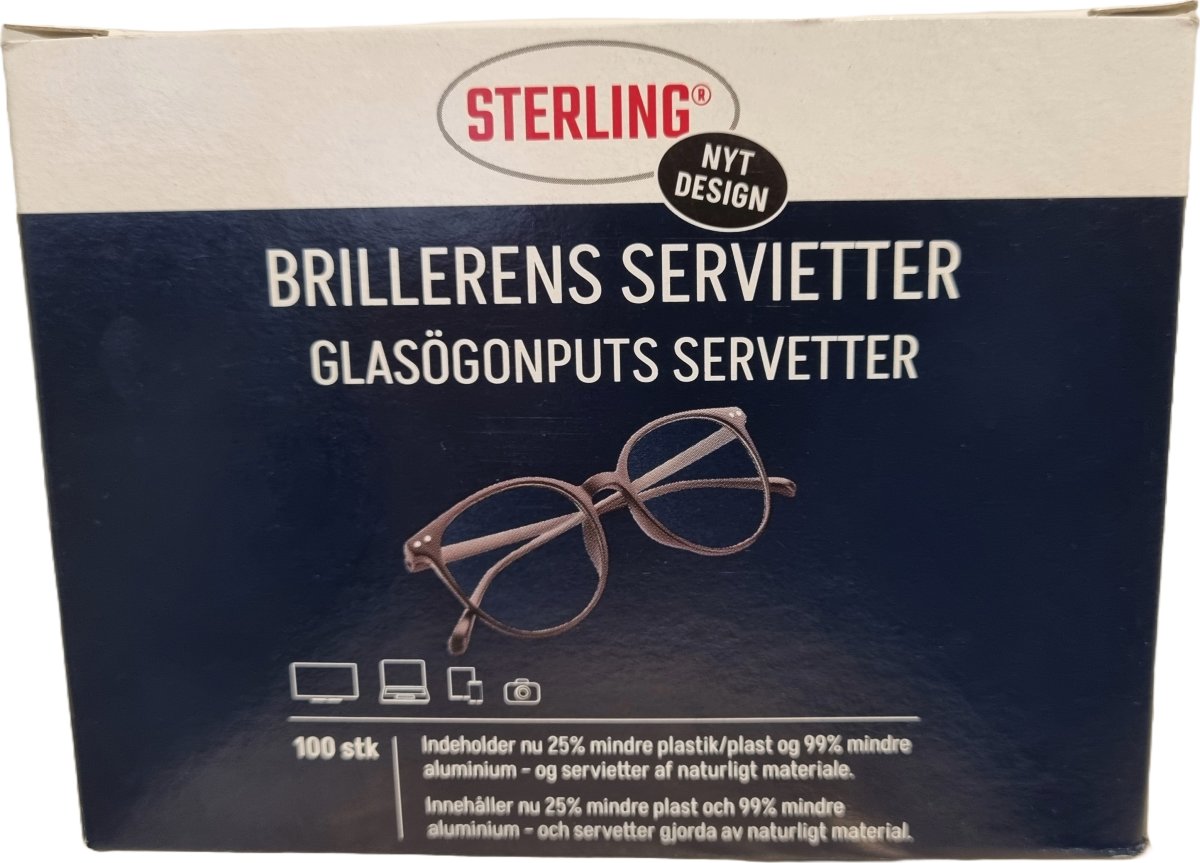Sterling Brillerens Renseservietter, 100 stk.