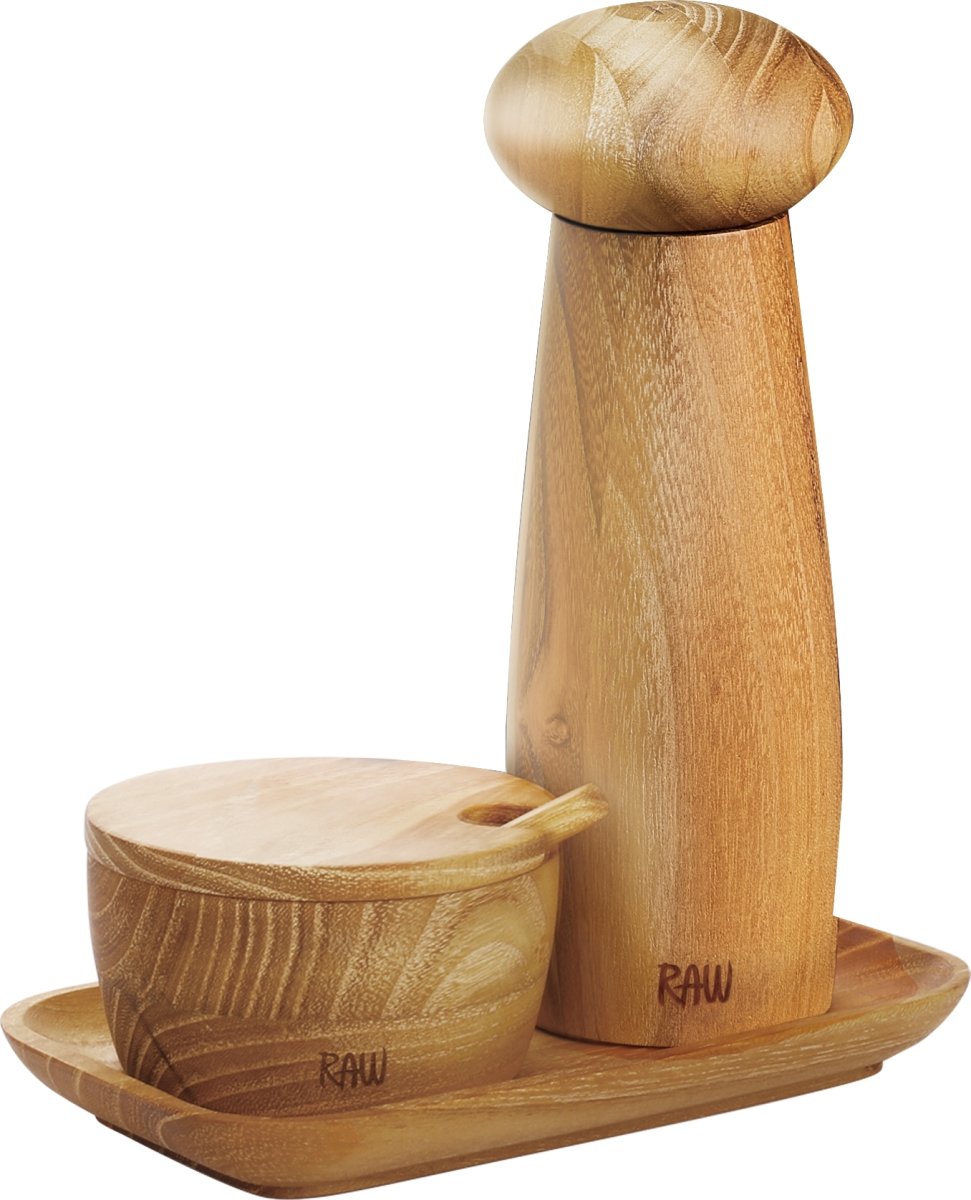 Aida RAW Peberkværn m. Bakke & Saltkar, 18cm, Teak