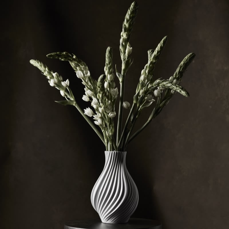 Lyngby Porcelæn Twist Vase H18 cm, hvid
