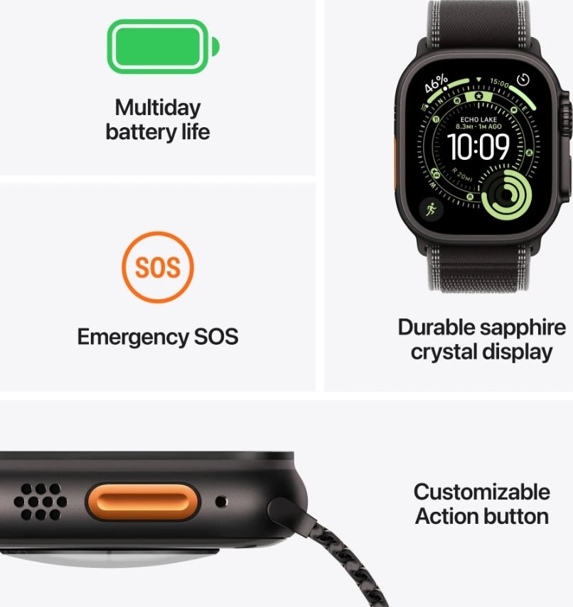 Apple Watch Ultra 3 (GPS+4G) 49mm, natur titan, S