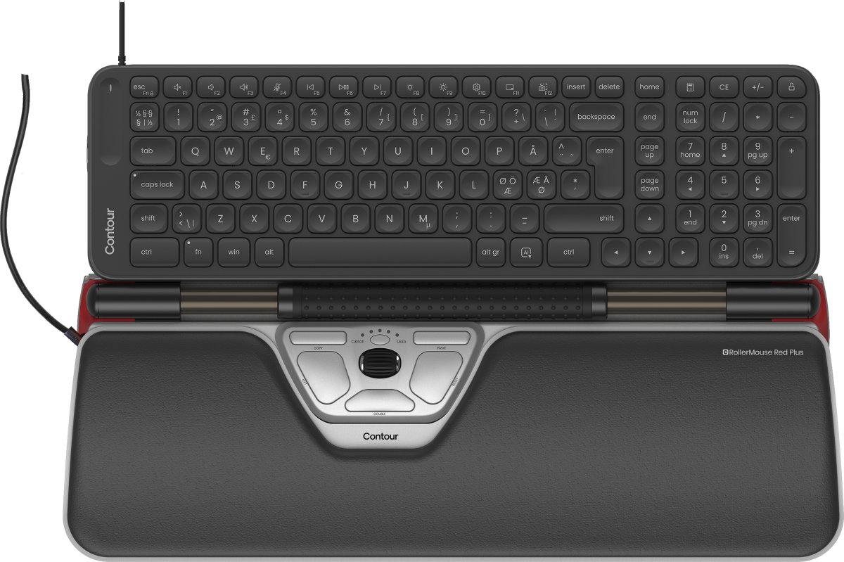 RollerMouse Red Plus + Balance Mid Keyboard kablet