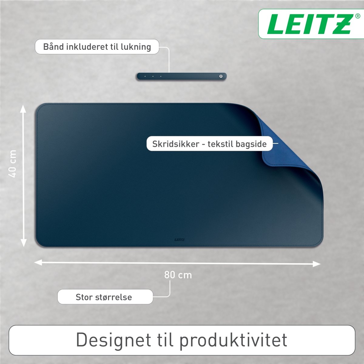 Leitz Skriveunderlag | 36x70 cm | Blå