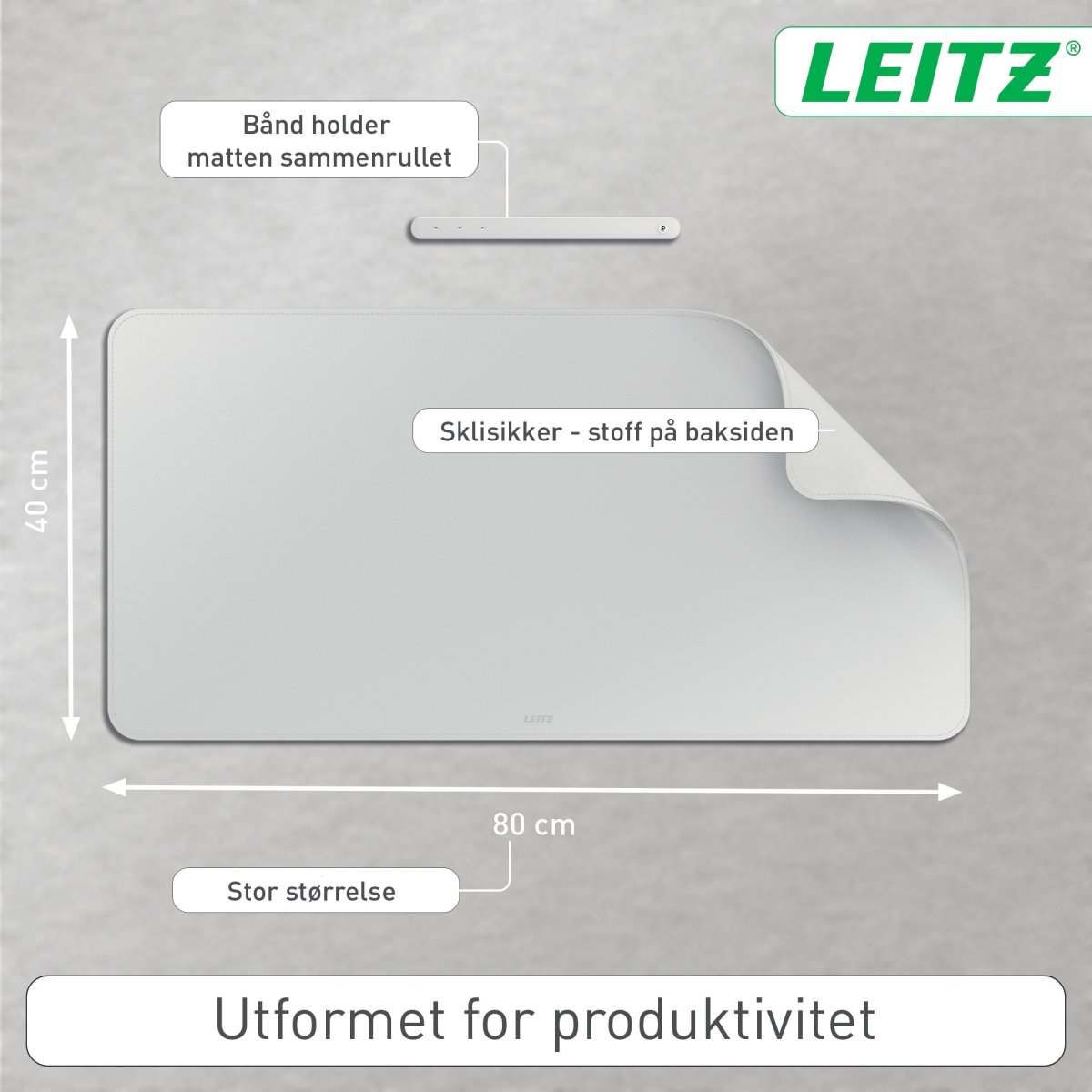 Leitz Skriveunderlag | 36x70 cm | Grå