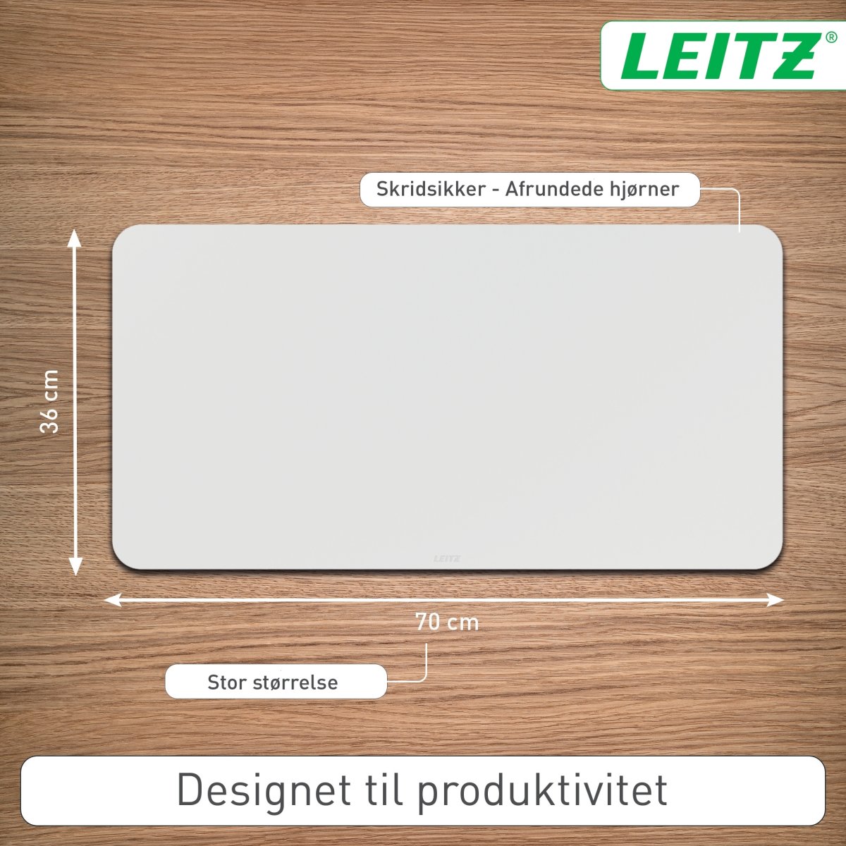 Leitz Skriveunderlag | Læder | 36x70 cm | Lysegrå