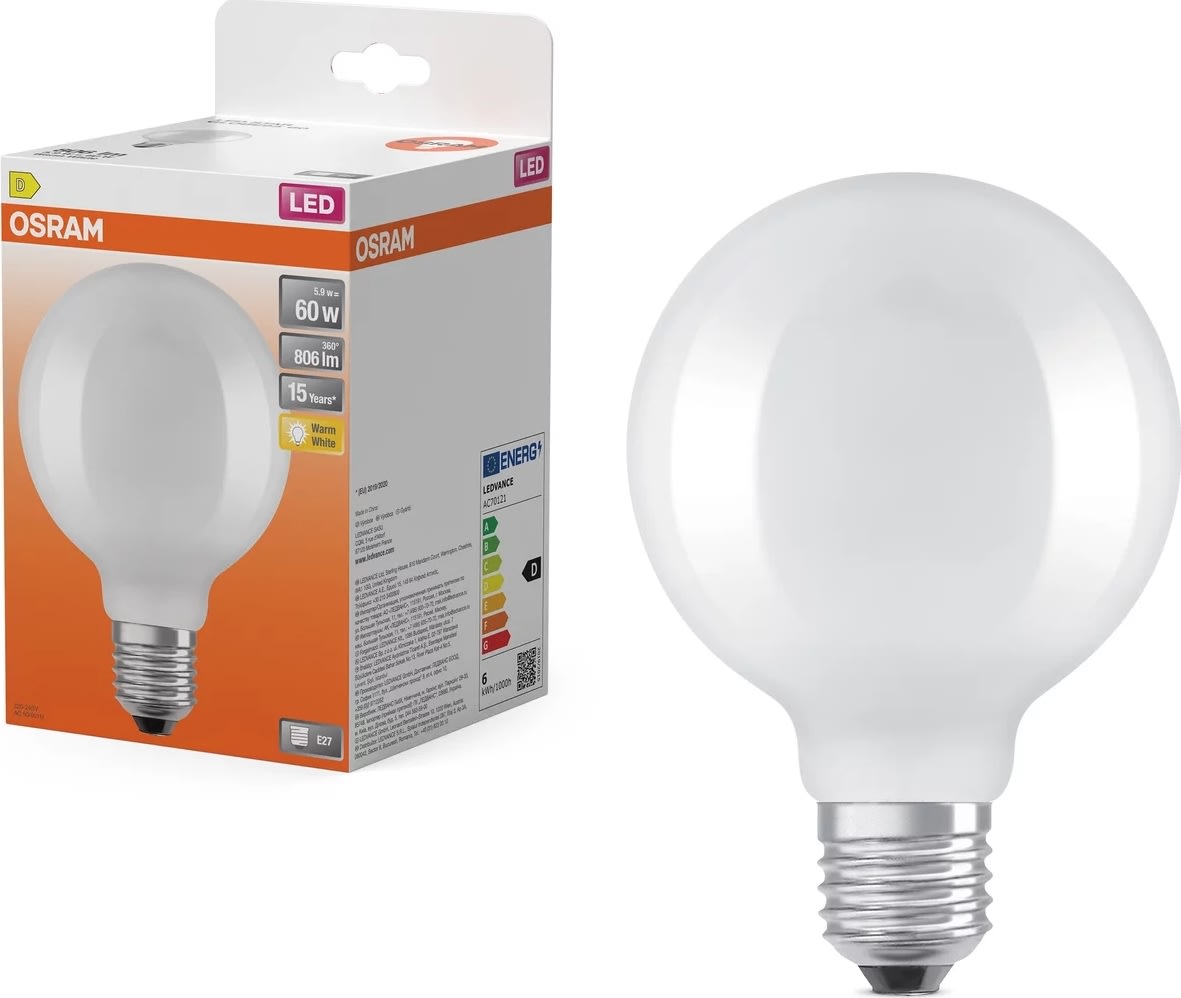 Osram LED Globepære E27, 5.9W