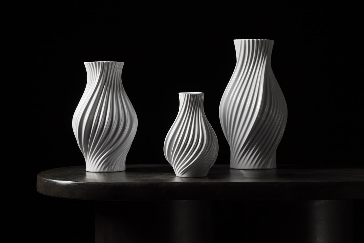 Lyngby Porcelæn Twist Vase H31 cm, hvid