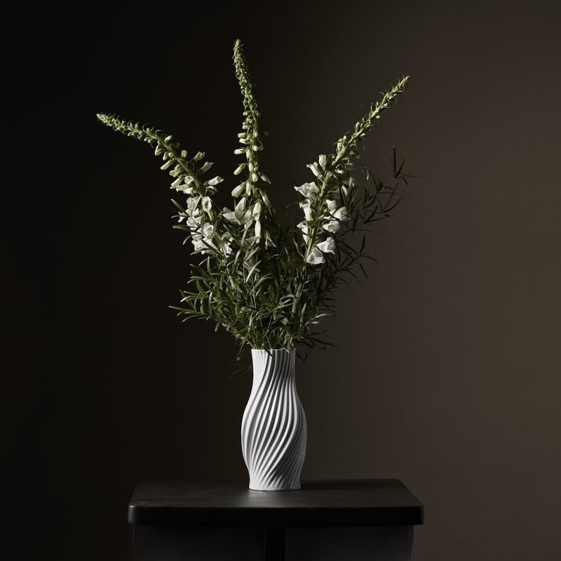 Lyngby Porcelæn Twist Vase H31 cm, hvid