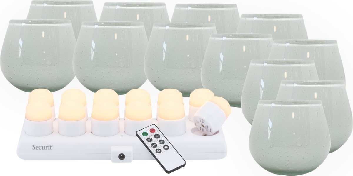 Securit® LUNA hvid glasstage m/hvid LED, 12 stk