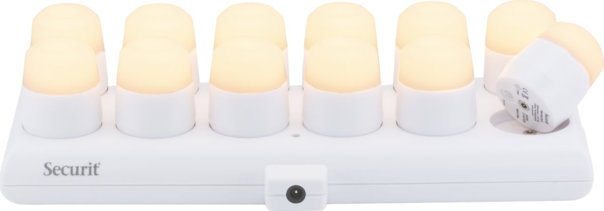 Securit® AYLA hvid glasstage m/farve LED, 12 stk