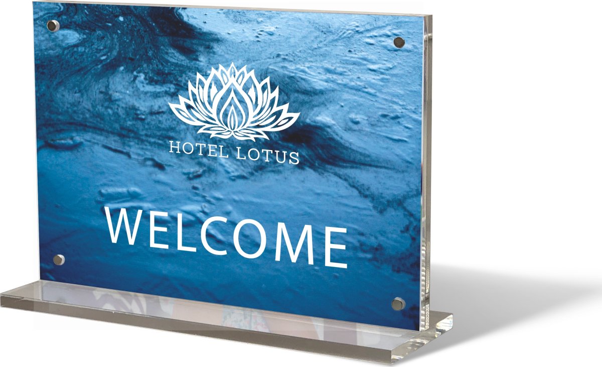 Akryl display, magnetisk, 10x15 cm, logo