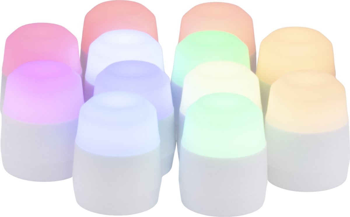 Securit® LUNA hvid glasstage m/farve LED, 12 stk