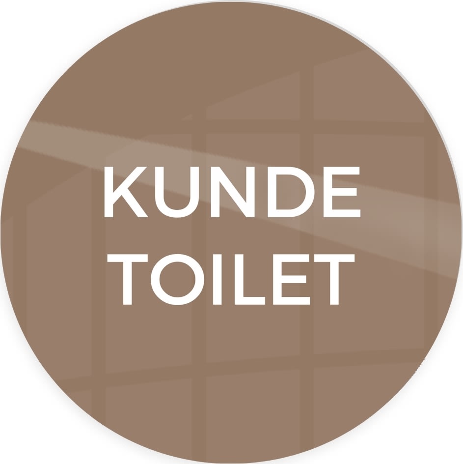 Skilt | Kundetoilet | Ø10 cm | Brun