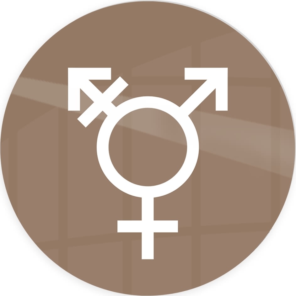 Skilt | Kønsneutral symbol | Ø10 cm | Brun