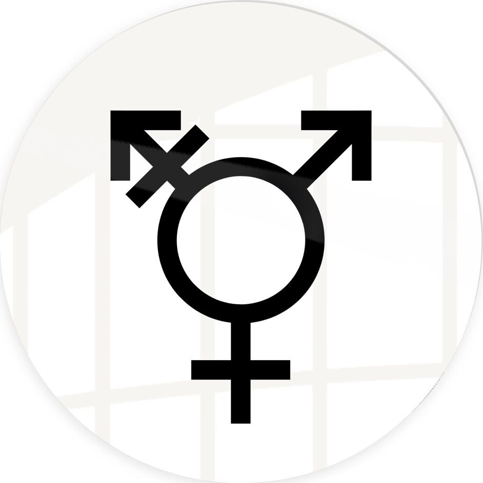 Skilt | Kønsneutral symbol | Ø10 cm | Hvid