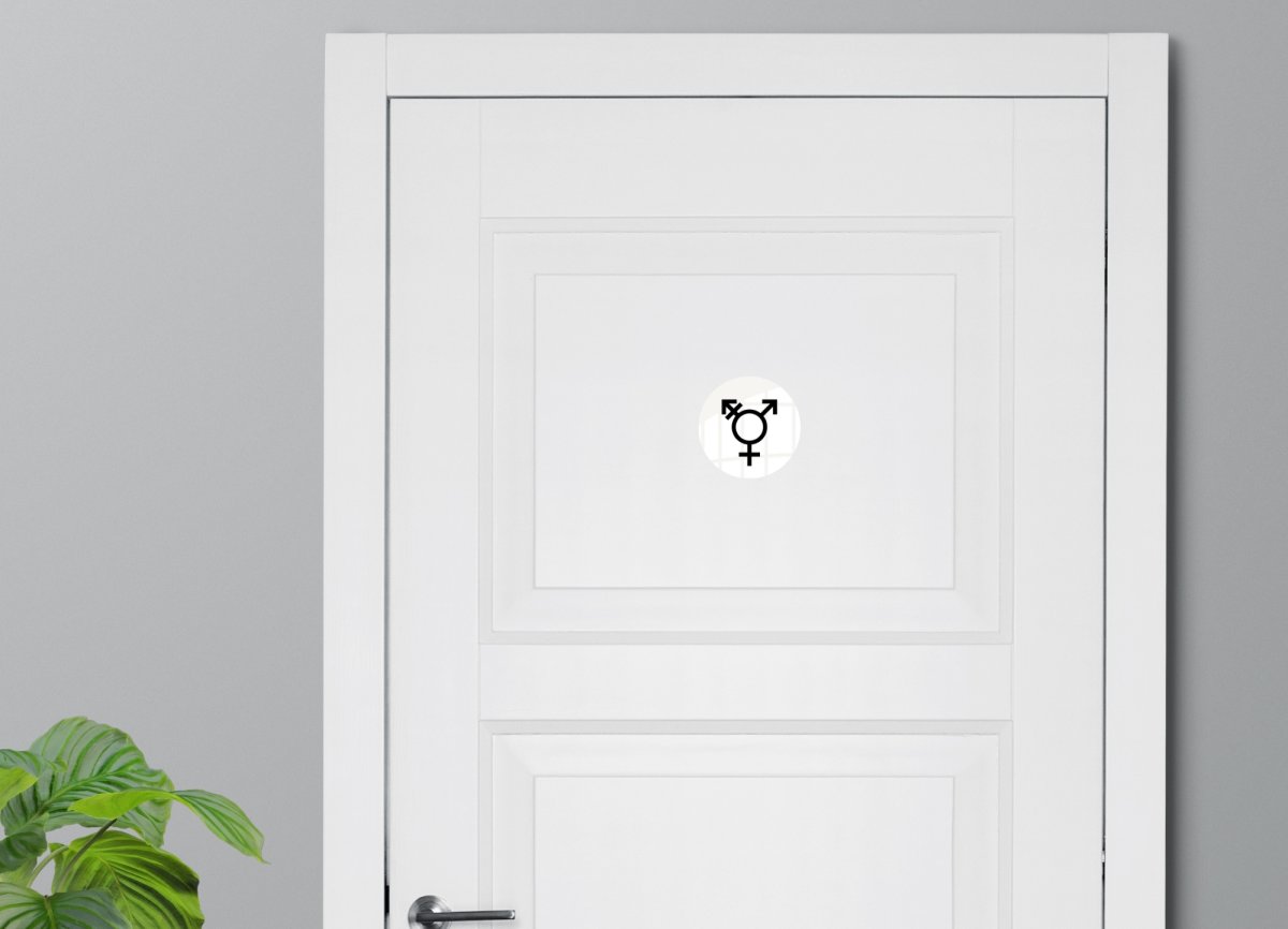Skilt | Kønsneutral symbol | Ø10 cm | Hvid