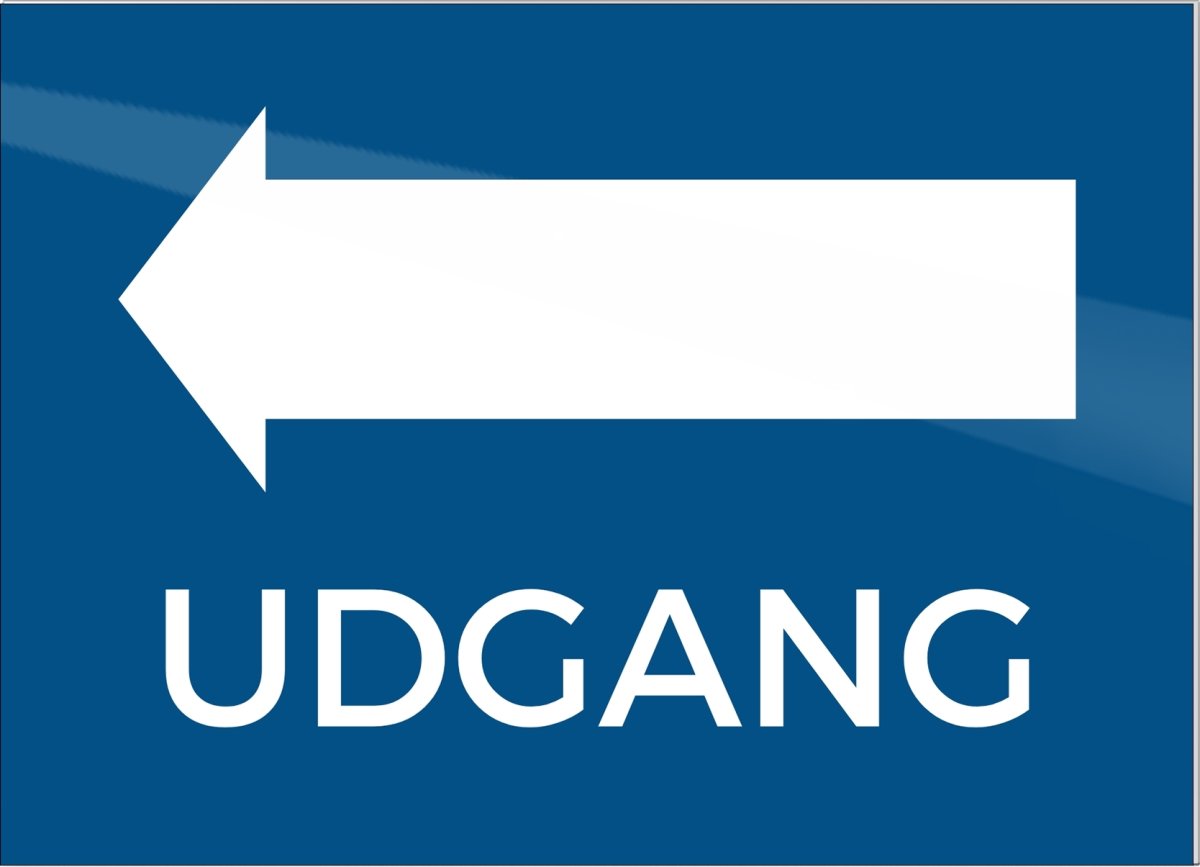 Skilt | Udgang med pil til venstre | 18x13 cm