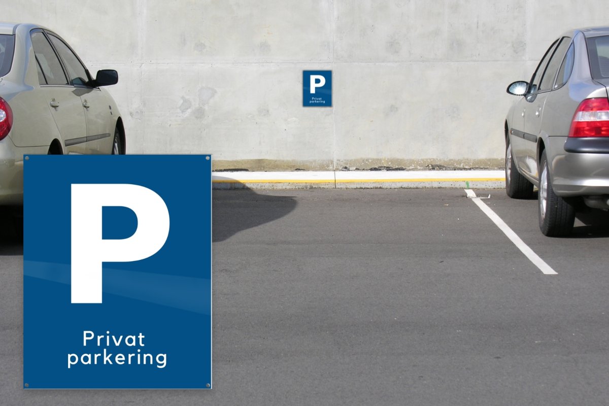 Skilt | P + Privat parkering | 20x25 cm