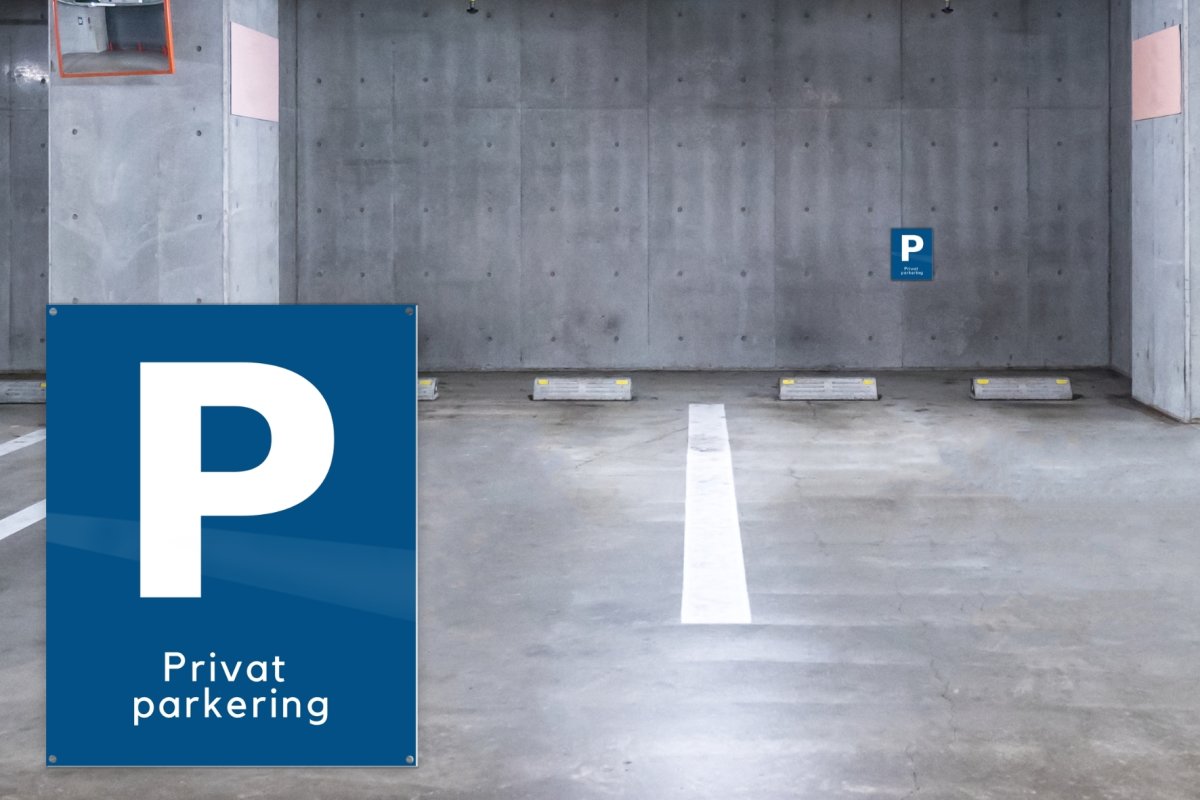 Skilt | P + Privat parkering | 20x25 cm