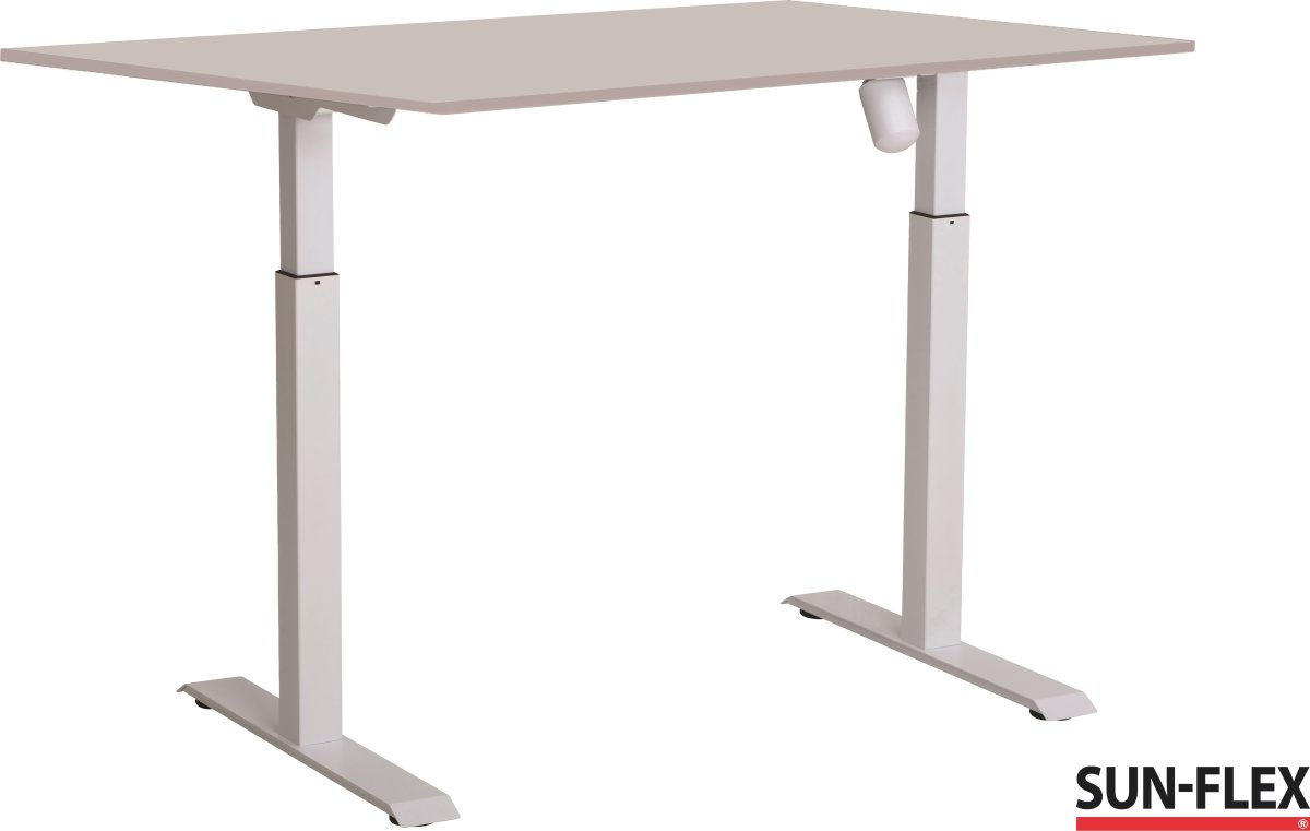 Sun-Flex I hæve-sænkebord, 140x80, Hvid/grå