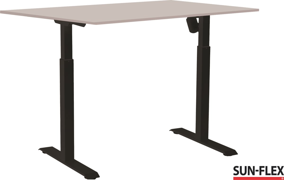 Sun-Flex I hæve-sænkebord, 160x80, Sort/lys grå
