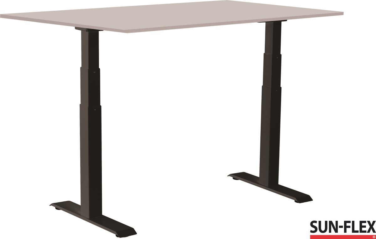 Sun-Flex III hæve-sænkebord, 120x80, Sort/lysegrå