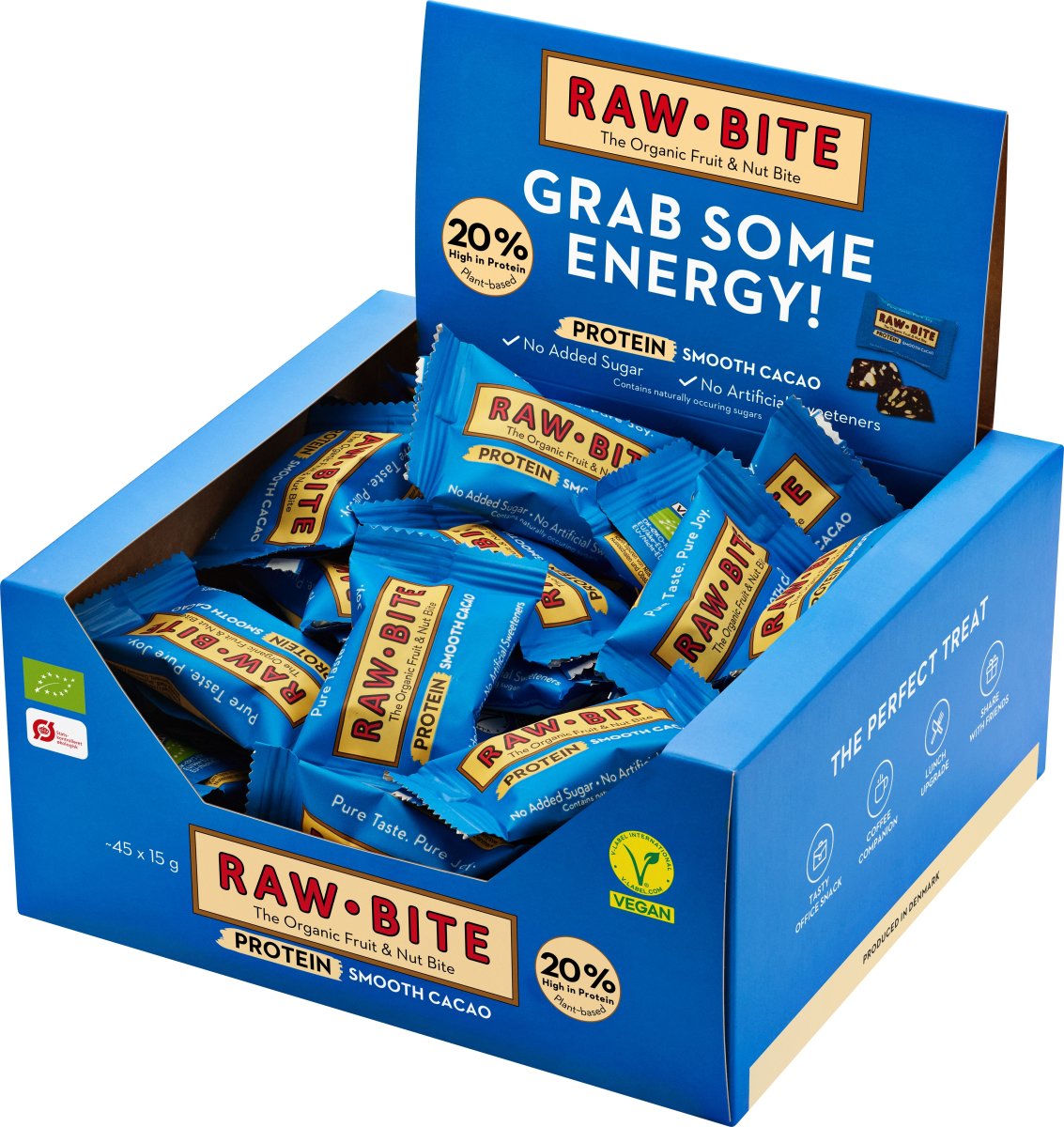 Rawbite Protein Cacao Officebox, 45 bites á 15 g