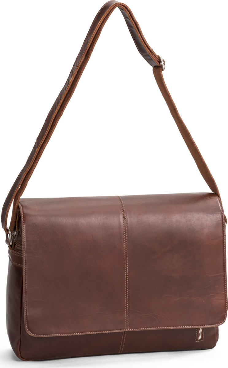 Carlobolaget Florens Skuldertaske, 15,6", cognac