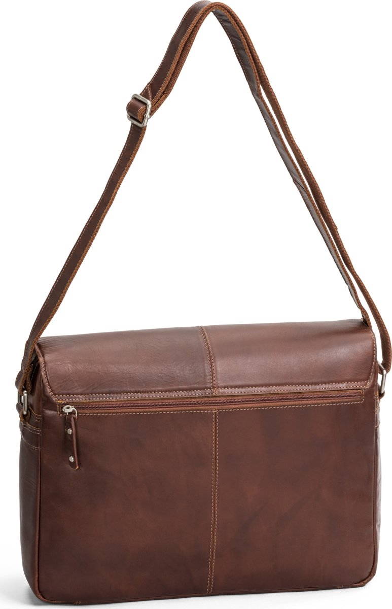 Carlobolaget Florens Skuldertaske, 15,6", cognac