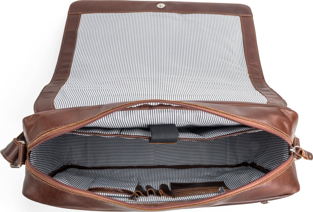 Carlobolaget Florens Skuldertaske, 15,6", cognac