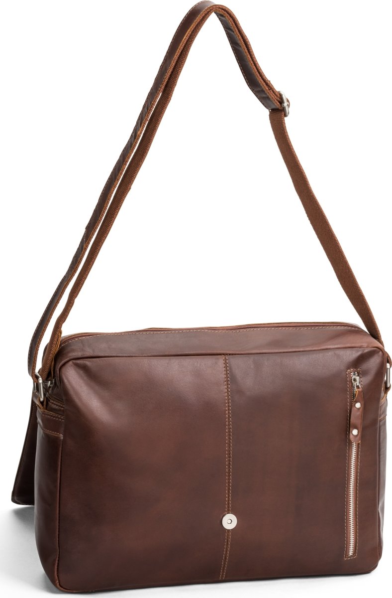 Carlobolaget Florens Skuldertaske, 15,6", cognac