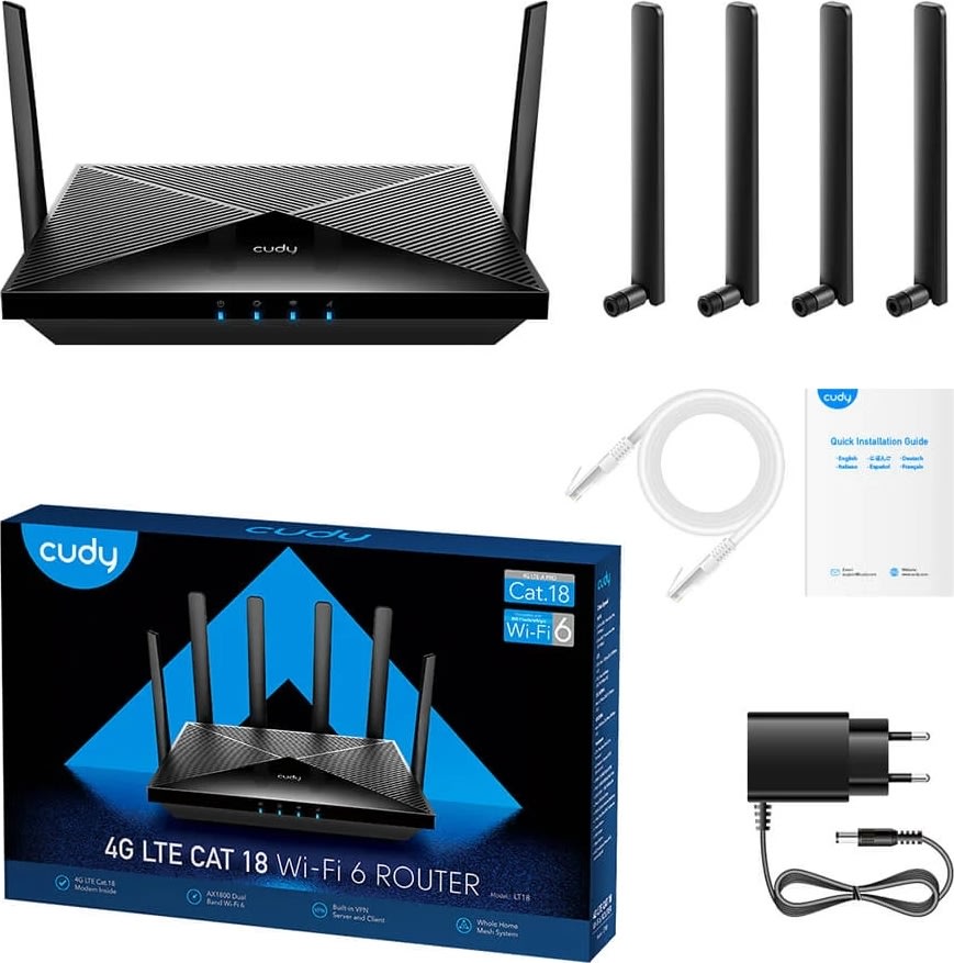 CUDY 4G Router LT18, WF6, Gigabit, 2x SIM