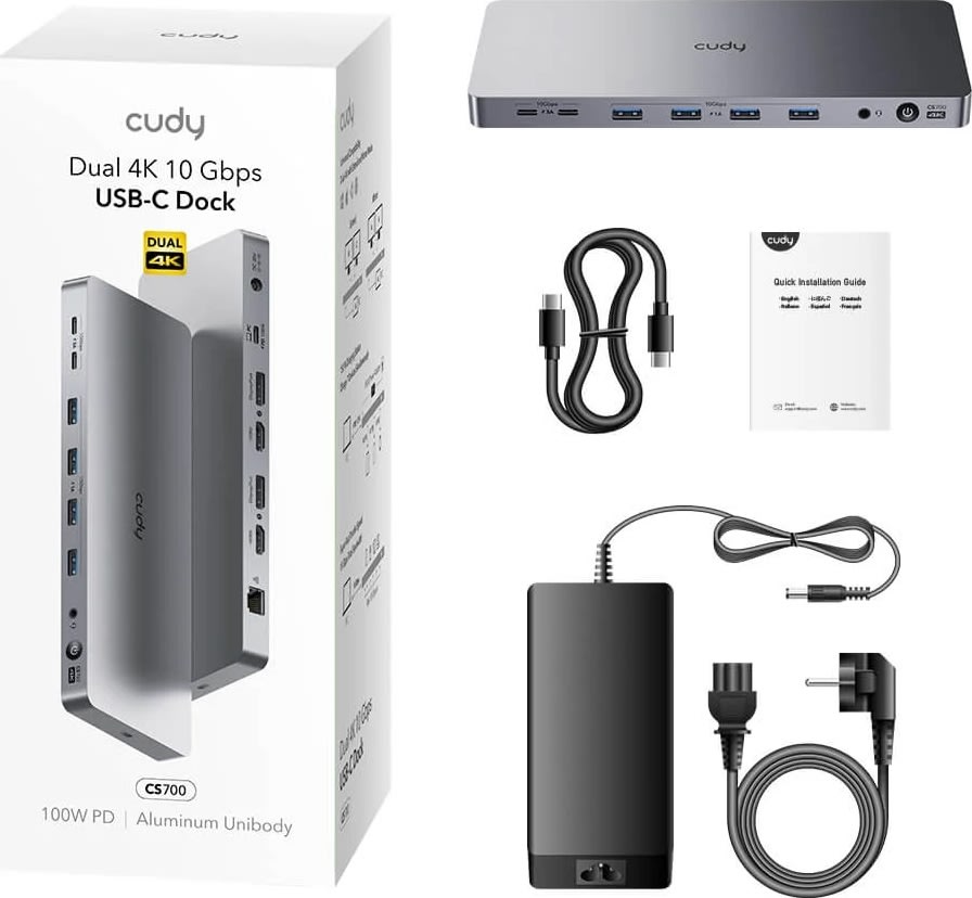 CUDY Dockingstation CS700 10Gbps USB-C Dual 4K