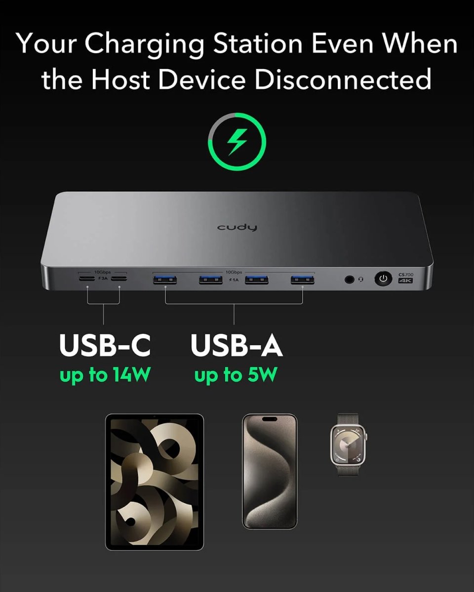 CUDY Dockingstation CS700 10Gbps USB-C Dual 4K