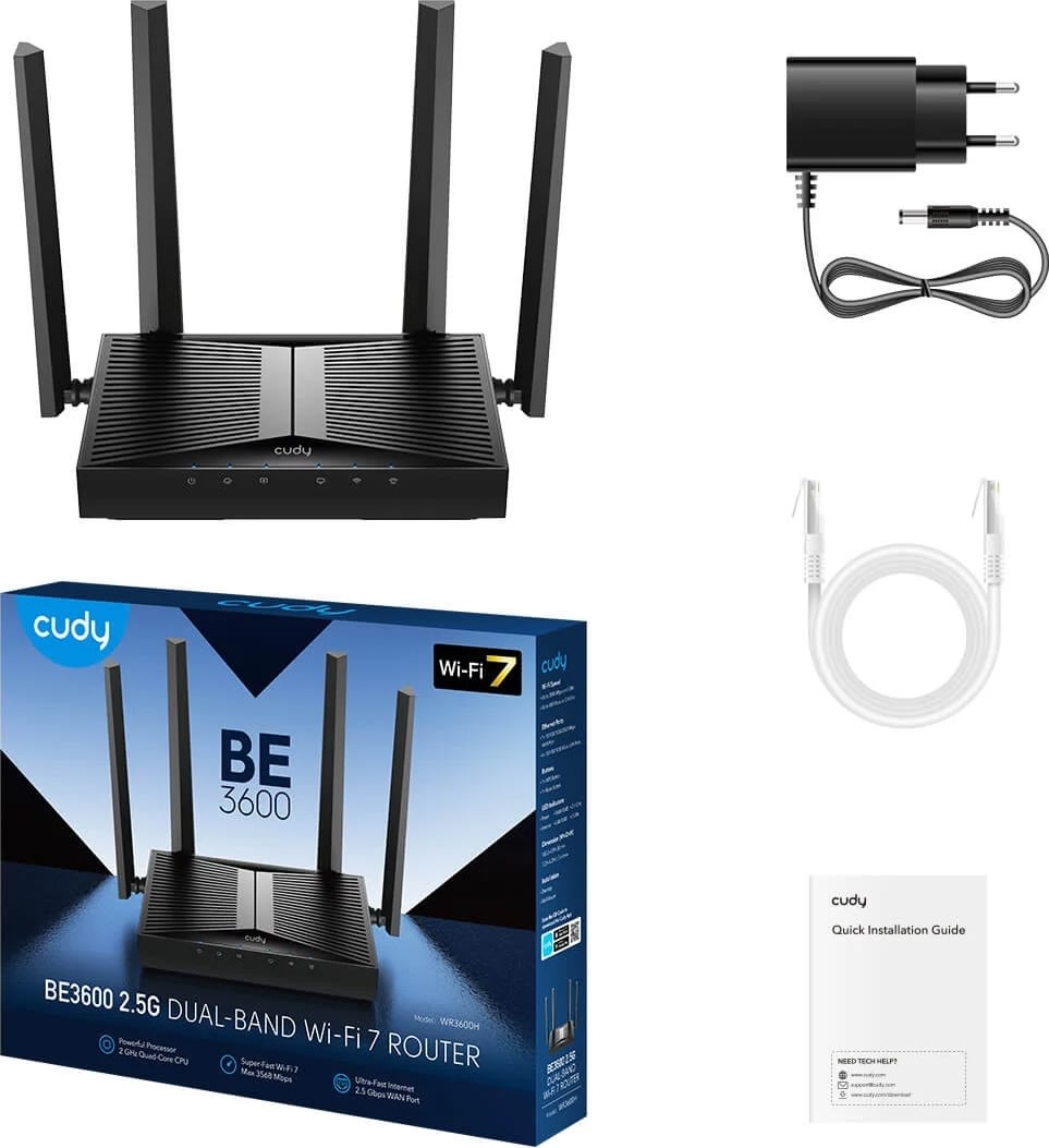CUDY Wi-Fi Router WR3600, WF7, BE3600 Gigabit Mesh
