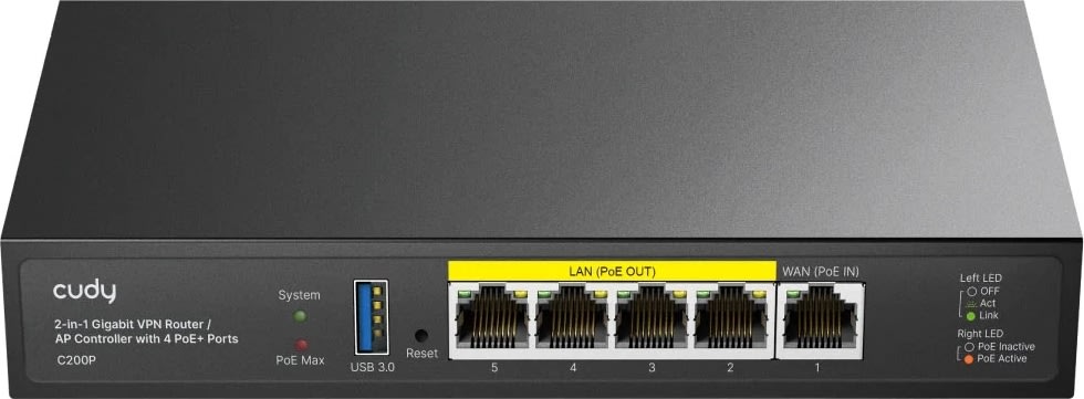 CUDY AP Controller 2-in-1 C200P, 4x POE+ 60W