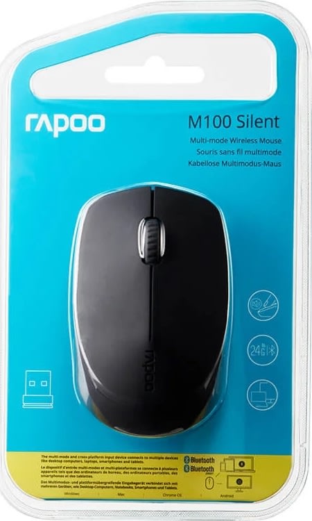RAPOO Mus M100 Lydløs, Trådløs, Multi-Mode, grå