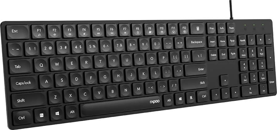 RAPOO Tastatur NK8020, USB-kablet, sort
