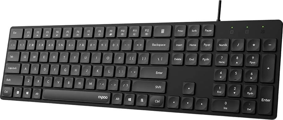 RAPOO Tastatur NK8020, USB-kablet, sort
