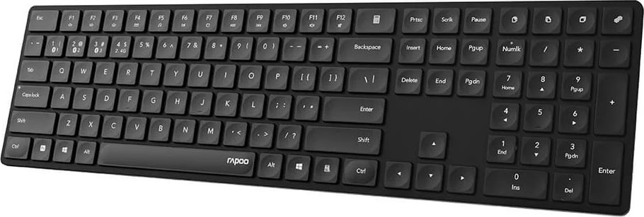 RAPOO Tastatur E8020, Multi-Mode, Trådløs, smalt