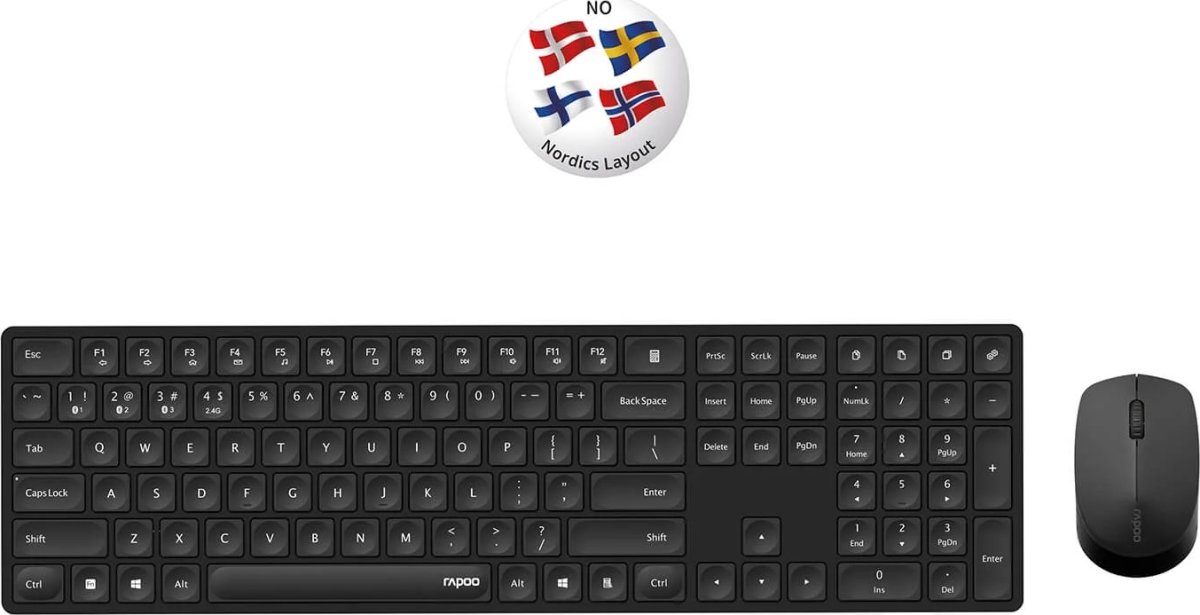 RAPOO Tastatur/Mus-Sæt 8020M, Multi-Mode, Trådløs